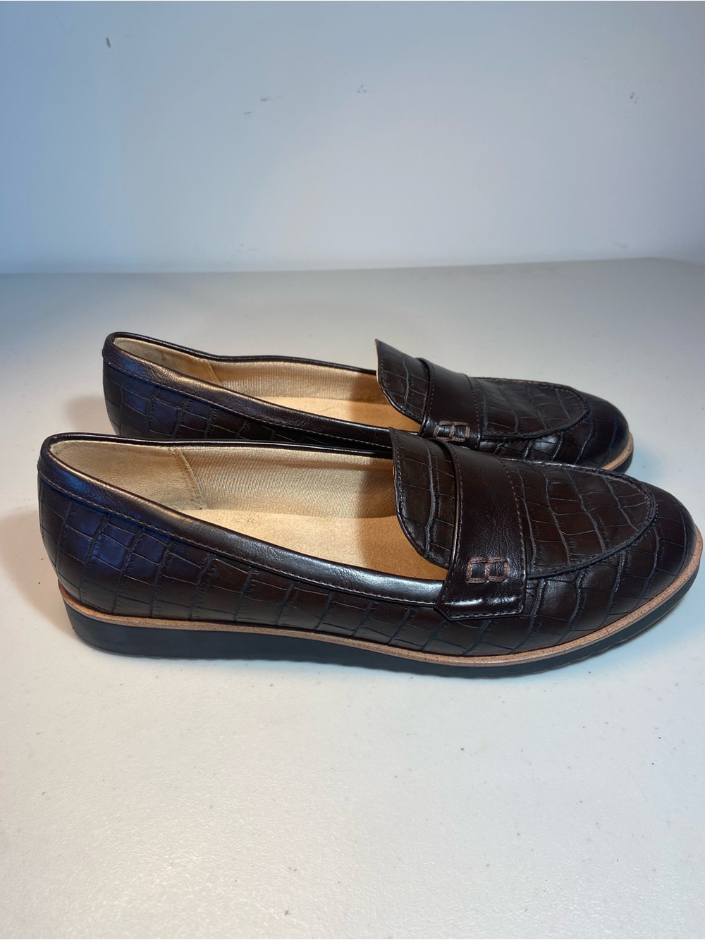 Life Stride Women’s ZEE Brown Vegan Leather Loafers SZ 7.5